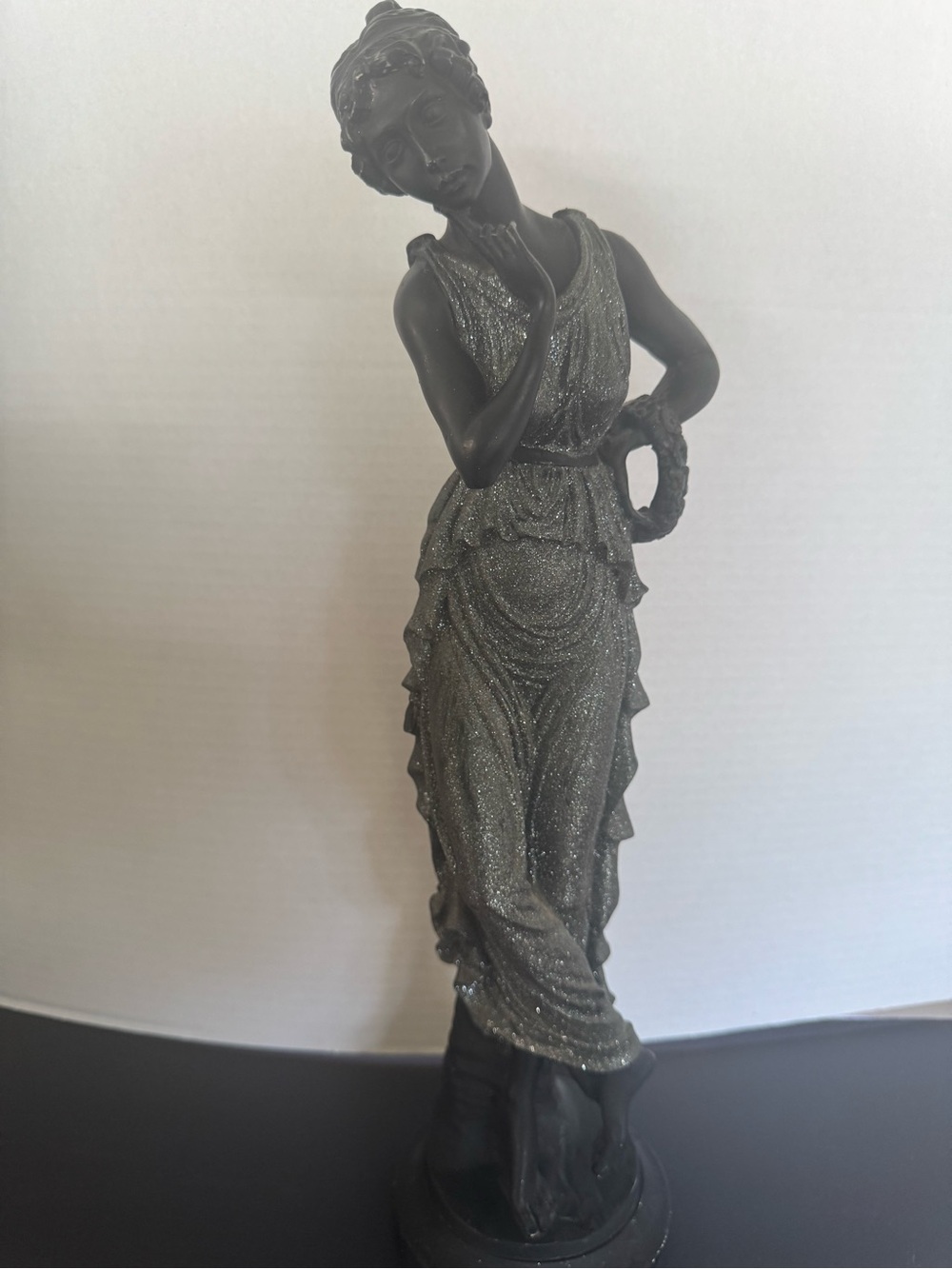 Elegant Black and Silver Female Figurine Sculpture - Classic Home Art